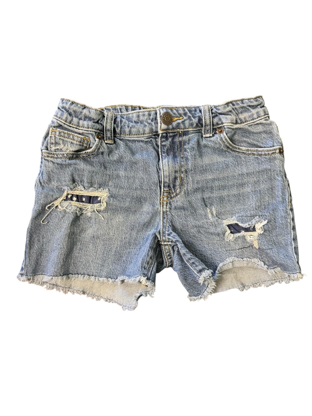 Cat and Jack Girls Blue Destructed Jean Stretch Denim Adjustable Shorts 10/12